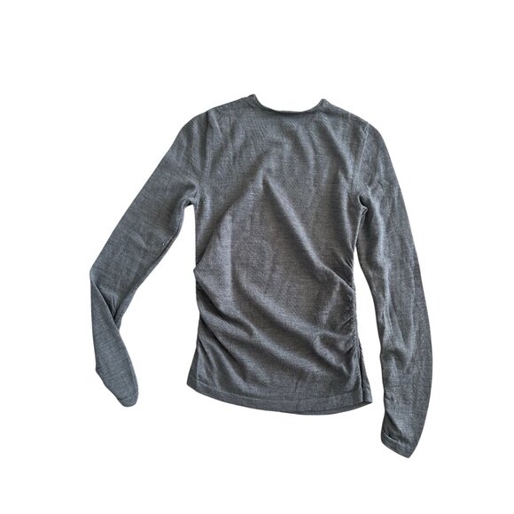 OSCAR DE LA RENTA Gray Cashmere Ruched Sweater Size XS - Picture 4 of 8